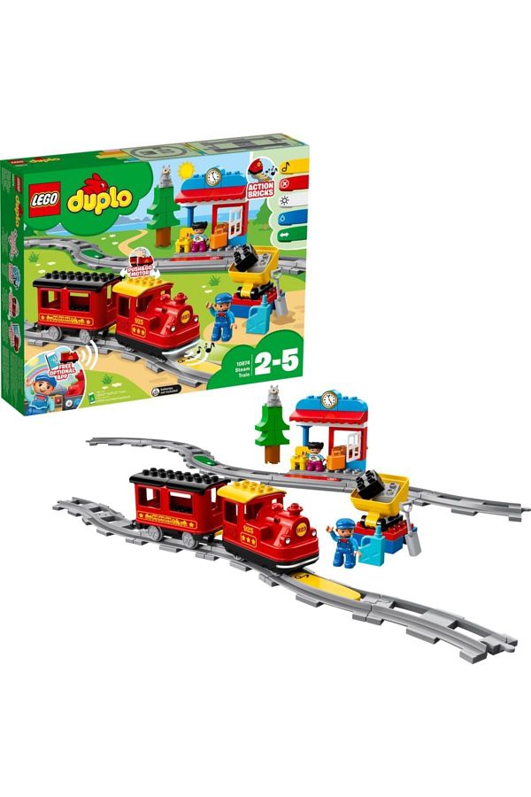 LEGO-Duplo 10874 Steam Train Construction Set, Light and Sound Rail Set Included 1