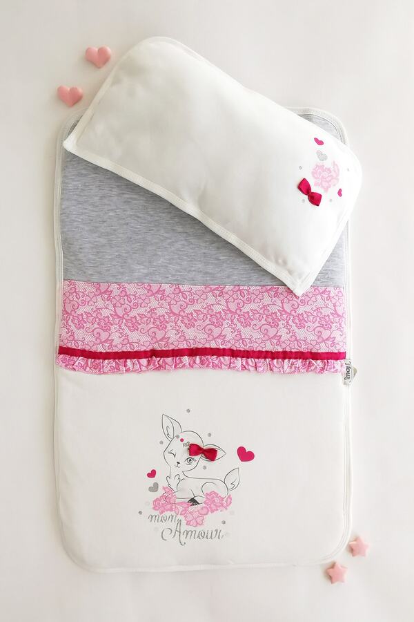 Genel Markalar Tül Baskılı Ceylan Kız Bebek Alt Açma Minderi Pembe