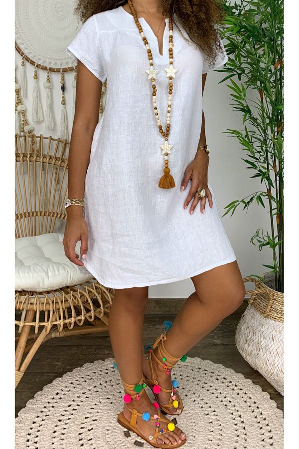 Loose cotton linen dresses best sale