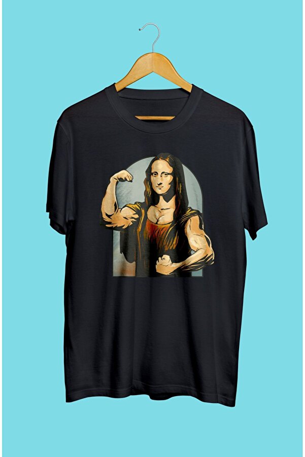 YQYQ Uniszex Mona Lisa Gym Sport Fitness Design Nyomtatott póló Trendyol