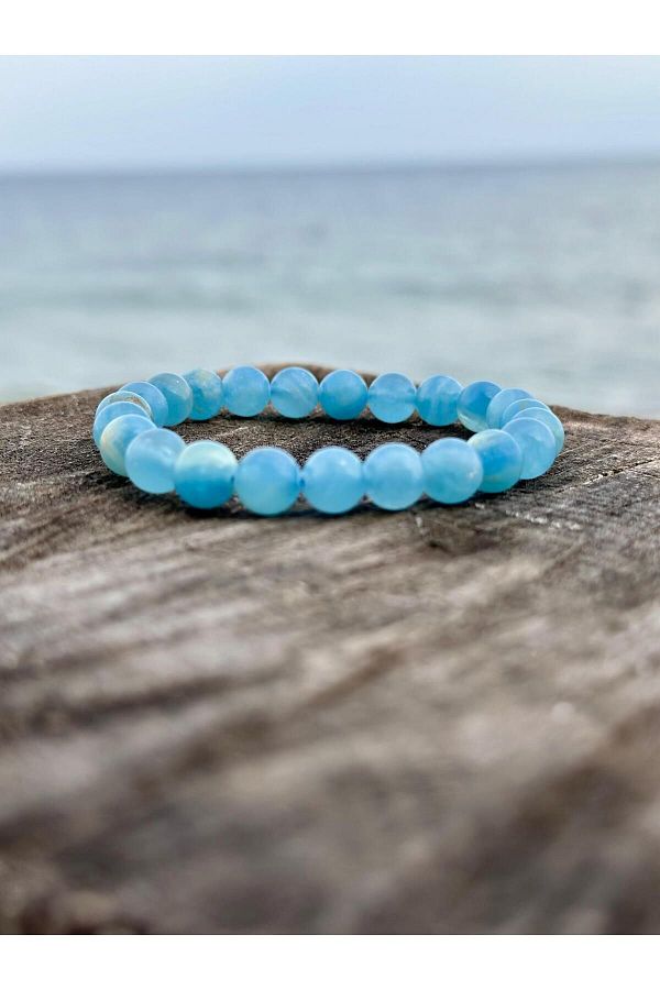 Gokceada 8 Mm Blue Calcite Natural Stone Men s and Women s Bracelet Aa Quality Trendyol
