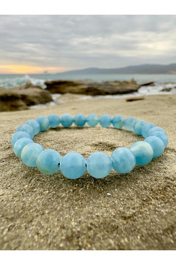 Gokceada 8 Mm Blue Calcite Natural Stone Men s and Women s Bracelet Aa Quality Trendyol