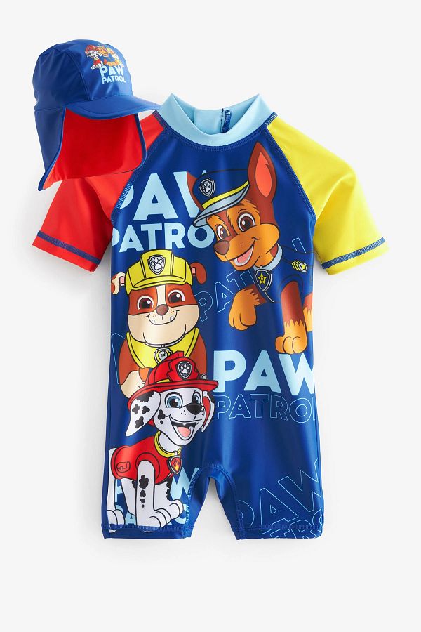 Next Baby UPF50 Sun Proof 2 Piece Swimsuit with Hat Blue Paw Patrol Themed ALY01488 Trendyol