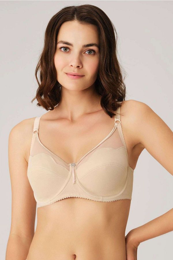 Anıl Lingerie-Γυναικείο δέρμα Underwire Tulle Unsupported Compressor Minimizer Bra 3525 Skin 1
