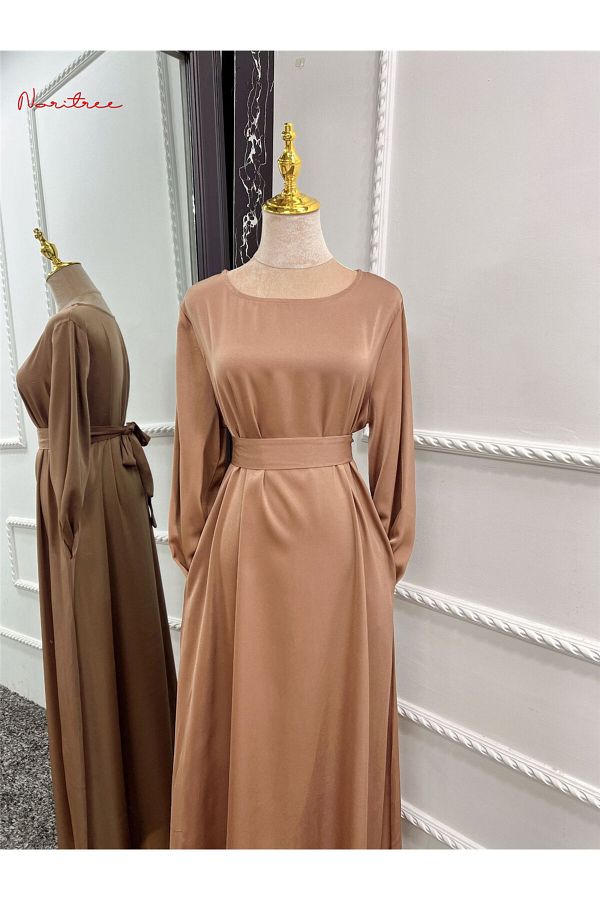 Choice Fashion Satin Sliky Djellaba Muslim Dress Dubai Full Length Flare Sleeve Soft Shiny Abaya Dubai T. Trendyol