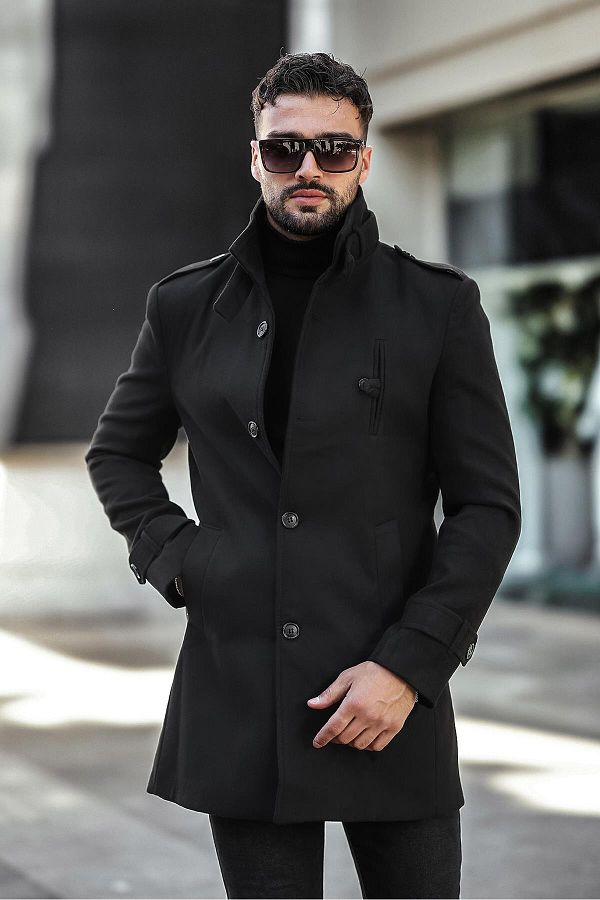 Delpino Men s Slim Fit Long Cuff Coat Trendyol