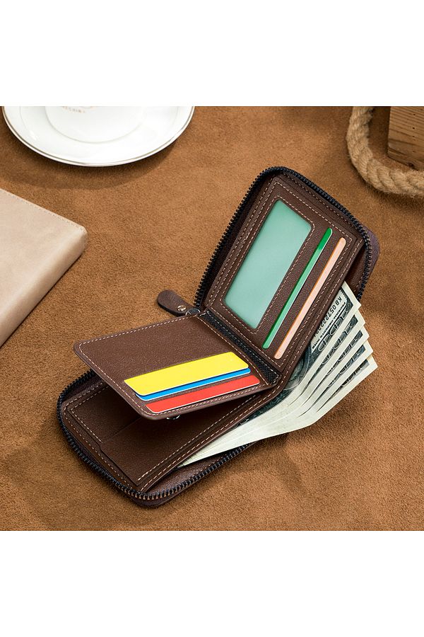 Choice Men s Wallet Short 2023 New Vintage Casual Trifold Zipper Bag Youth Student Buckle Waist Chain Ze. Trendyol
