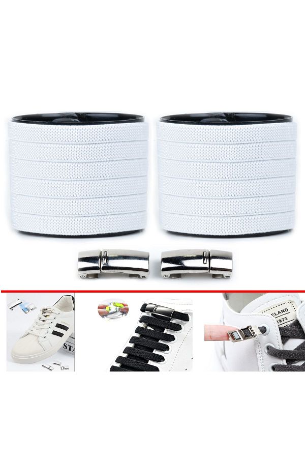 AiryFooT-White Elastic Laces - 100 Cm Magnetic Shoelaces 1