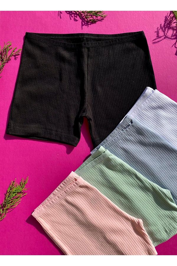 VicTroy-Pantaloni scurți din bumbac, 5 piese, roz, albastru, verde, negru și alb pentru femei – Chiloți 50V19 1