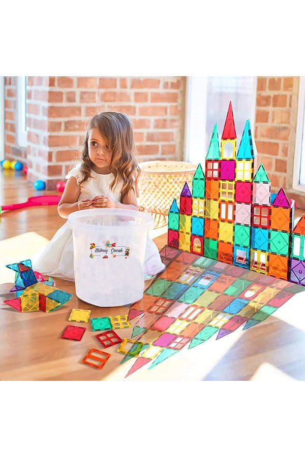 B LM COCUK Magnetic Magnetic Lego Building Blocks with 2 Car Parts 128 Pieces New Version Trendyol