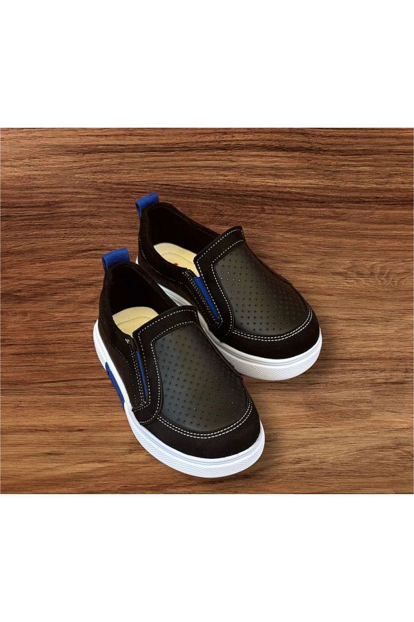 Amarin-Black Soft and Comfortable Loafer Shoes for Boys - Elastic 1
