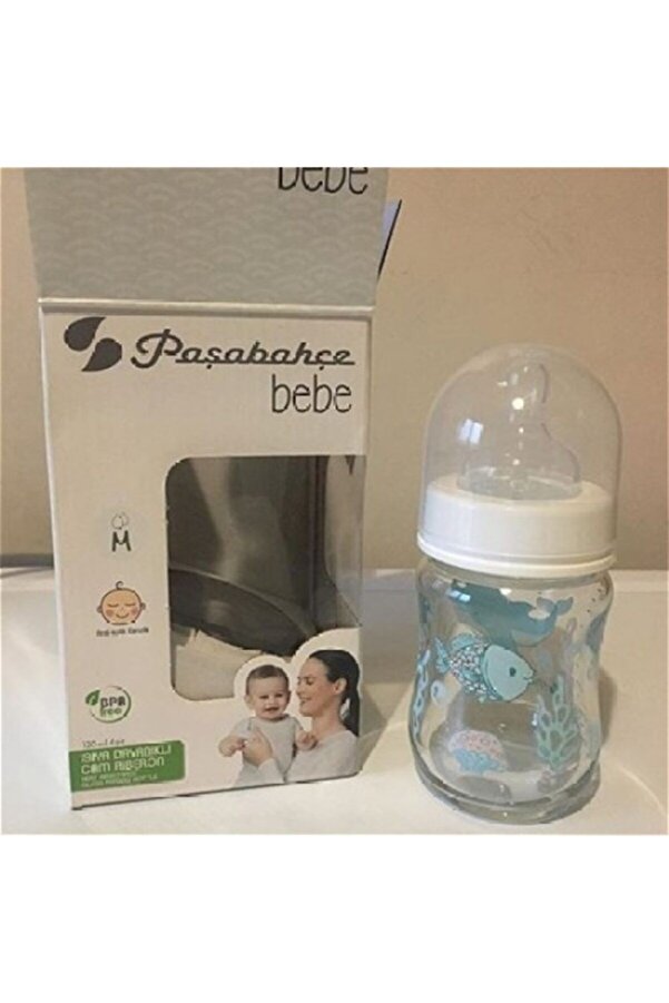 Paşabahçe Isıya Dayanıklı Desenli M Boy 120 ml Cam Biberon