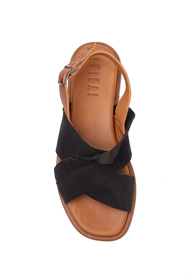 Deriderim Women s Summer Sandals Black Genuine Suede Sole Brown Soft Leather Ankle Strap Trendyol