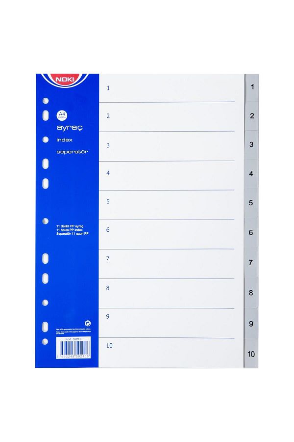 Noki-Separator 1-10 Number Plastic A4 File Separator Separator 1