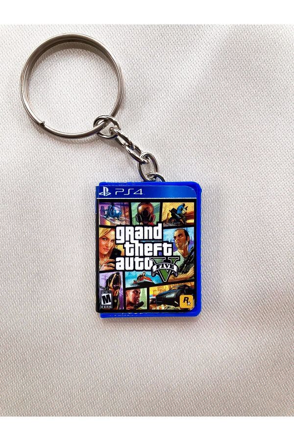 Cosmic Star-Gta 5 Grand Theft Auto V Miniature Ps4 Game Box Keychain 1