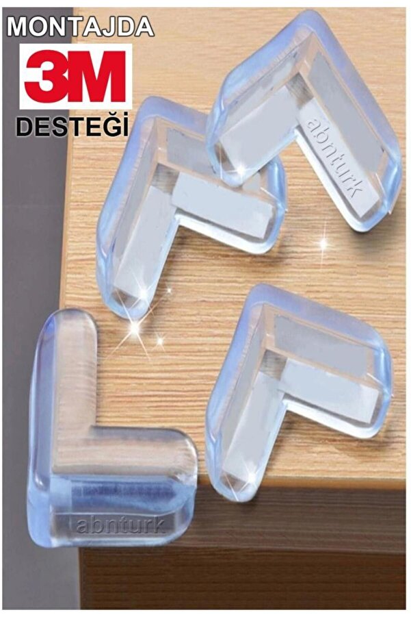 abnturk 8 Adet Silikon Köşe Koruyucu Bebek Güvenliği 3M Bant Montaj Desteğiyle %100 Çocuk Güvenlik Ürünüdür