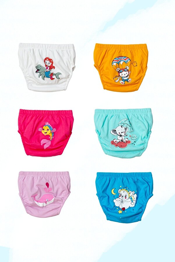 ADABEBEK 6'lı Deniz Hayvanları Desenli  Alez Kumaş Alıştırma Külodu