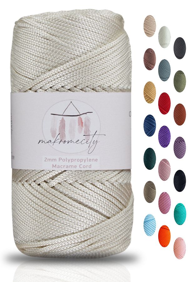 Makromecity-Premium 100 Gr Polyester Macrame Thread Ecru 2mm - 120 M Supla Thread And Bag Thread 1