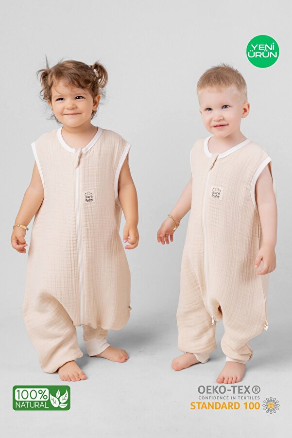 Sarebaby Müslin Uyku Tulumu 0.5 Tog Yazlık Uyku Tulumu Oeko-tex Sertifikalı %100 Doğal Pamuk