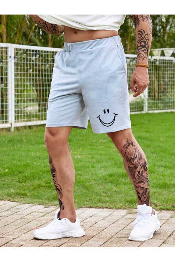 AY MONTANA LUNAVISTA Unisex Smiley Face Patterned Shorts Trendyol
