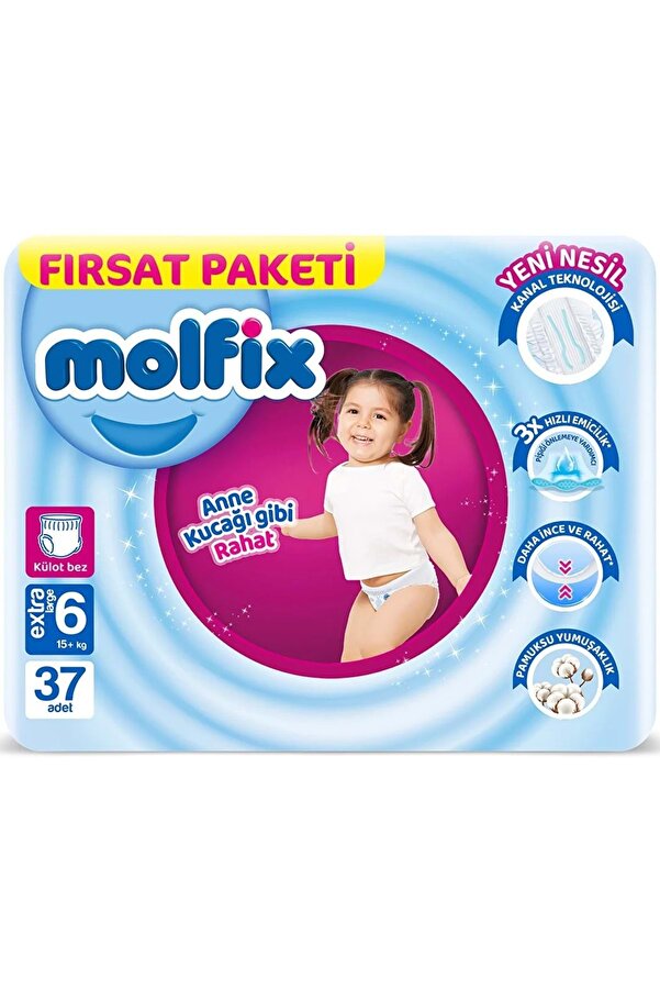 Molfix Külot Bebek Bezi Beden:6 (15 KG) Extra Large 37 Adet Fırsat Pk