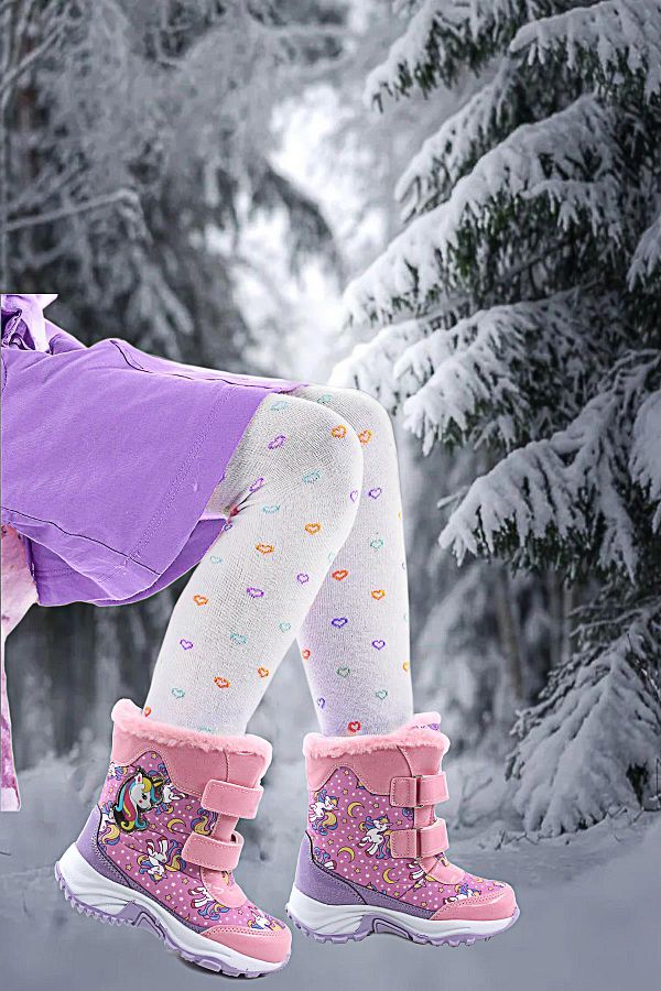 Unicorn Lighted Light and Comfortable Girl s Snow Boots Water Resistant Trendyol