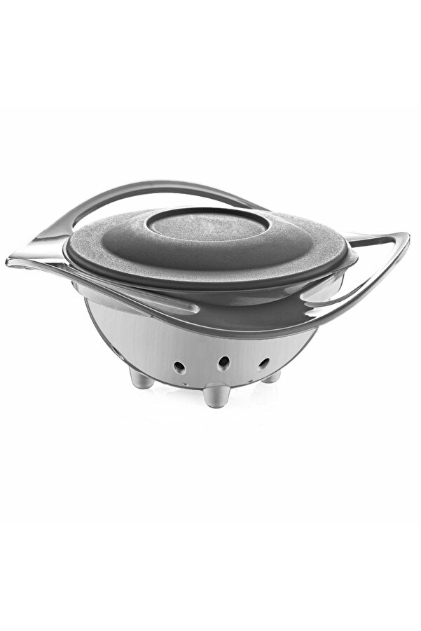 Babyjem Dökülmeyen Tabak 360 Derece Dönebilen 350 Gri 18x18 cm