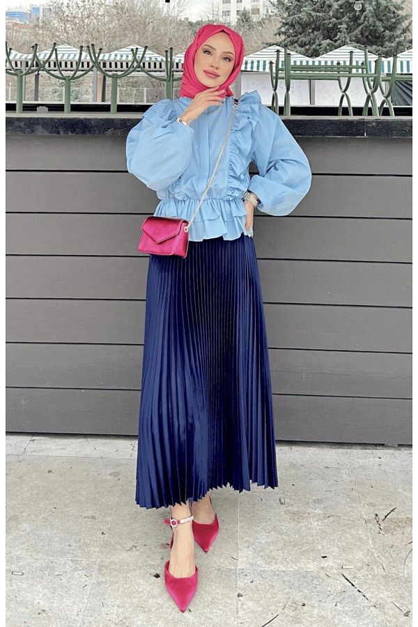Leather look pleated skirt online