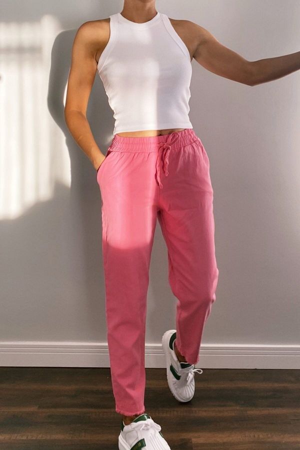 ASHCO-Pink Trousers with Detached Detail Pockets 1