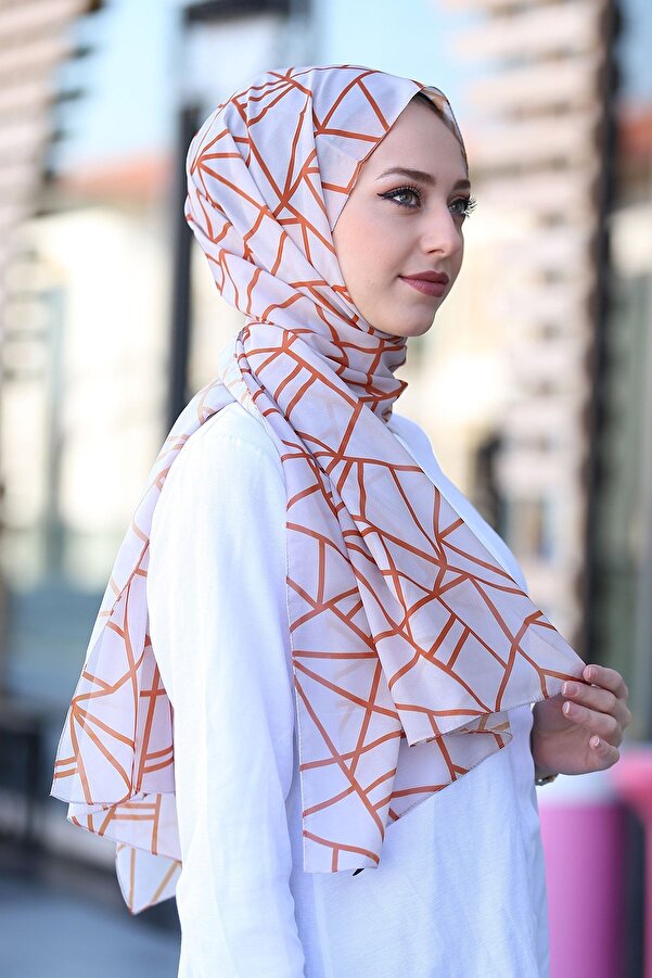 Stella Triangle Pattern Chiffon Fresh Shawl Powder- Trendyol