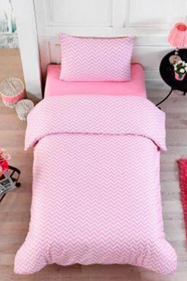 Çeyiz Diyarı Single Zigzag Duvet Cover Set Pink Trendyol