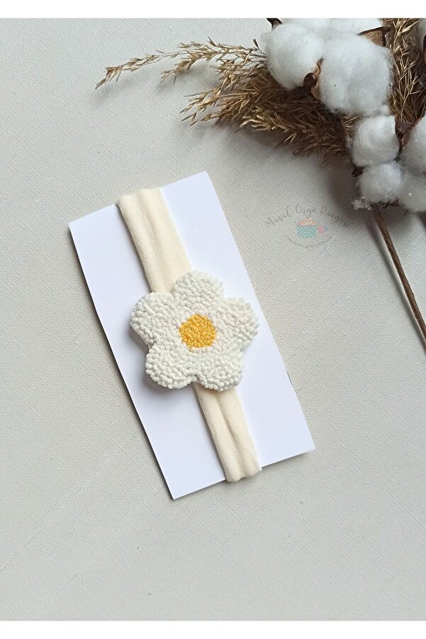 Masal Örgü Dünyası Punch Papatya Saç Bandı Bandanası - Hair Band / Bandana