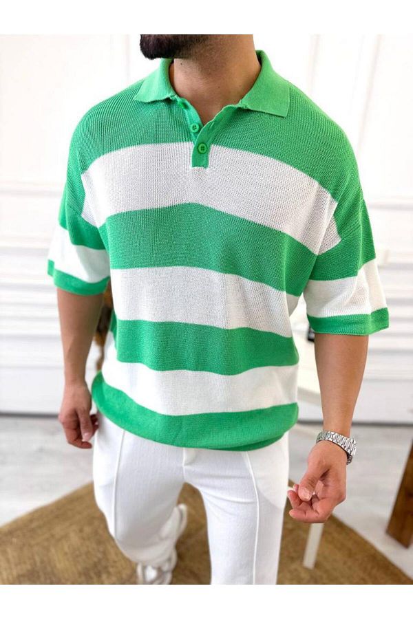 elkumoda Knitted Knitwear Oversize T Shirt Breathable Sweat Proof Polo Collar Loose T Shirt Trendyol