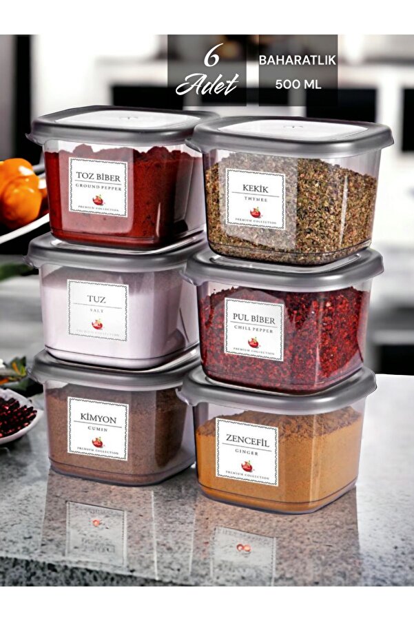 Dem Home Piece Spice Rack Set Square Anthracite Color 500 ml