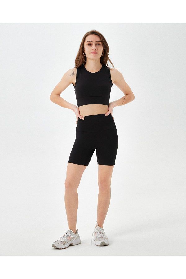 Ayma Active Black Women s Viscous Front Seamless High Waist Biker Tights Shorts Trendyol
