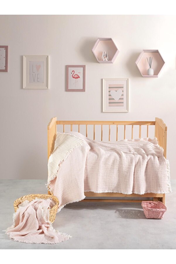 MYLASA HOME Kosha Serisi Müslin Pudra Bebek Yorganı 100 X 150cm