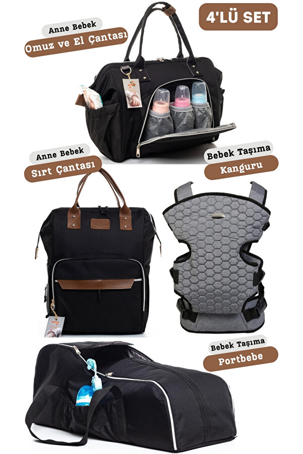 sahra bebek 4’lü Bebek Taşıma Seti (BEBEK BAKIM OMUZ VE SIRT ÇANTASI, PORTBEBE VE KANGURU)