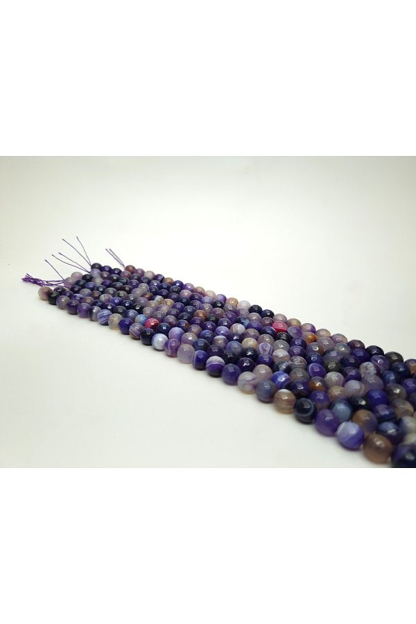 Yüksel Boncuk-10 mm Facet Cut Natural Stone - Agate Stone String 1
