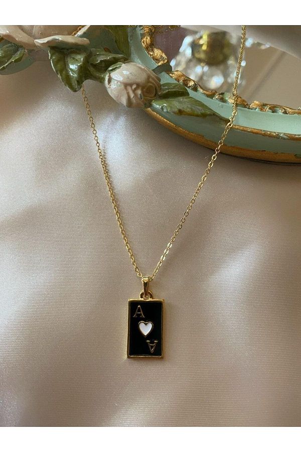 Asia by Leuvoie Black Ace of Hearts Necklace