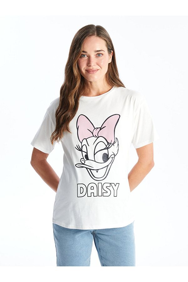 LC Waikiki-LCW Umstands-T-Shirt mit Daisy-Duck-Aufdruck – Rundhalsausschnitt, kurze Ärmel 1