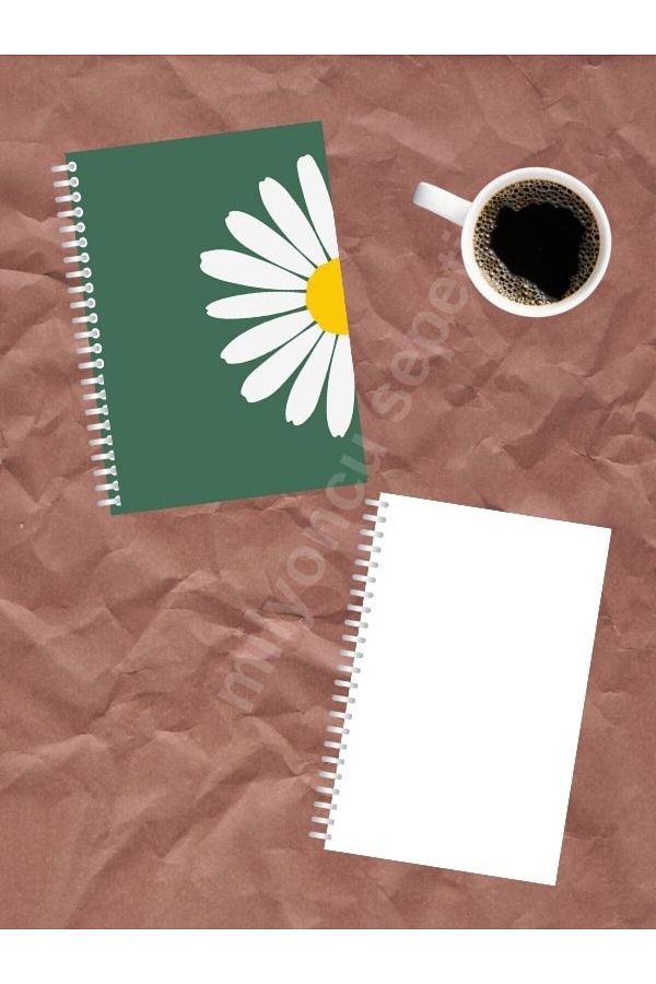 Milyoncu Sepeti-A5 Size 100 Pages - Spiraled Unlined Notebook with Daisy Design 1