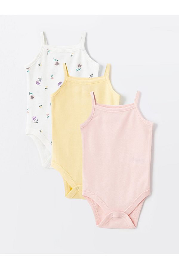 LC Waikiki-LCW 3-teiliges Träger-Body-Set für Babys – quadratischer Kragen mit Druckknöpfen 1