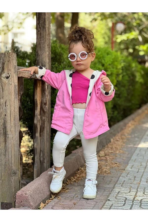 Ellies Kids Double Sided Wearing Girl s Polka Dot Raincoat Trendyol