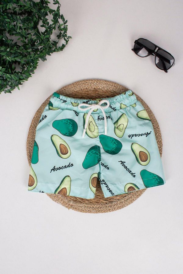 TRENDİMİZBİR-Pantaloni scurți de baie pentru băieți cu tematică avocado 1