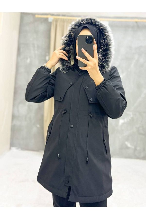 Fur lined raincoat online
