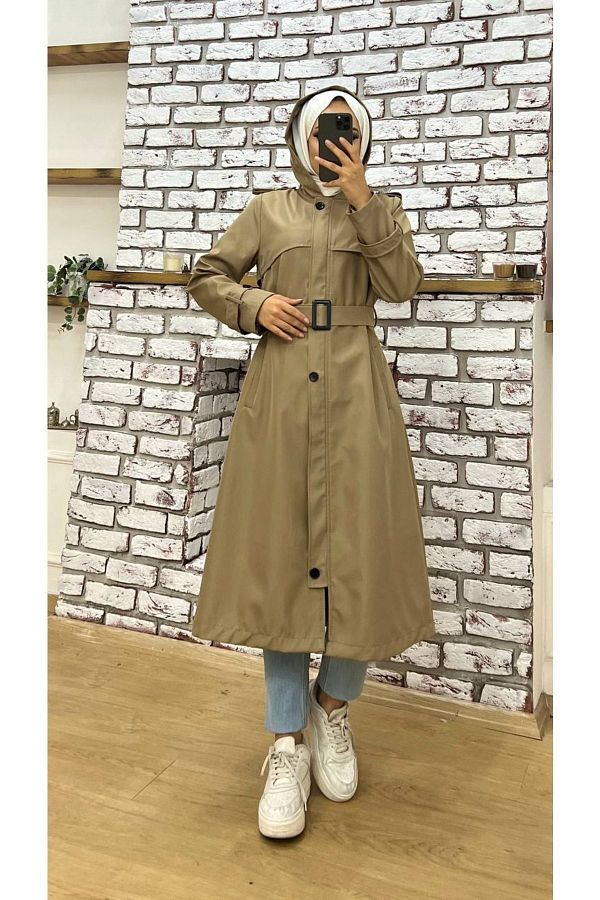 Vibeys Collection Long Flowing Lined Women s Trench Coat Trendyol