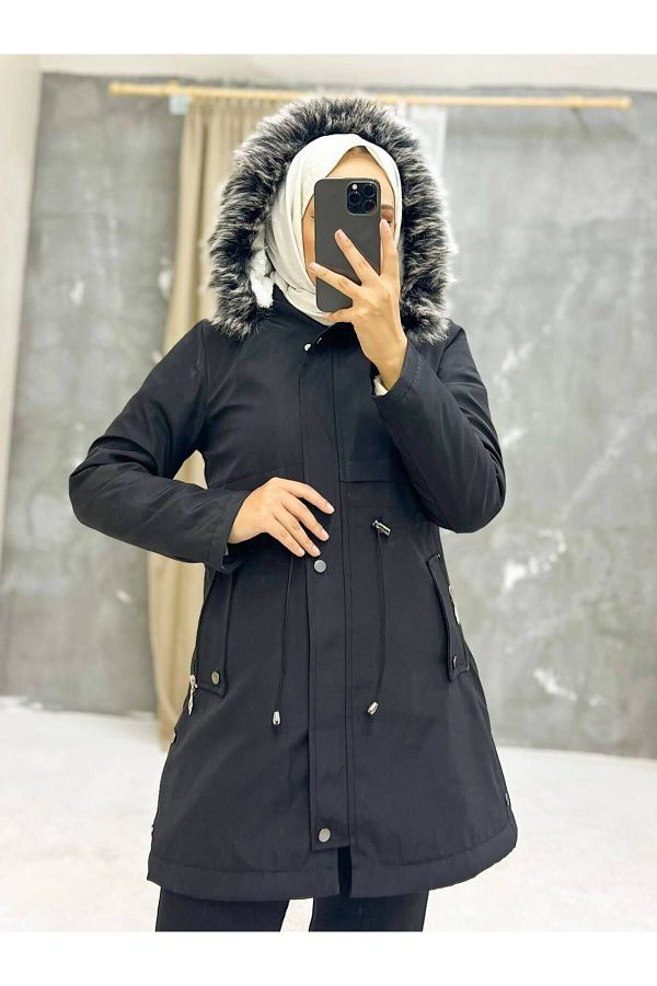 Waterproof fur lined coat cheap