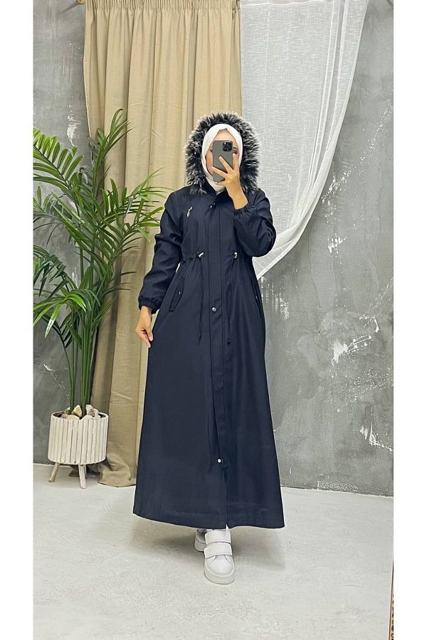 Raincoat with fur hood cheap