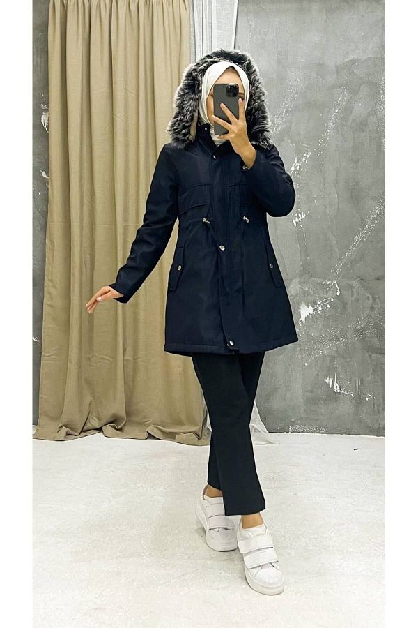 Blue fur lined coat online