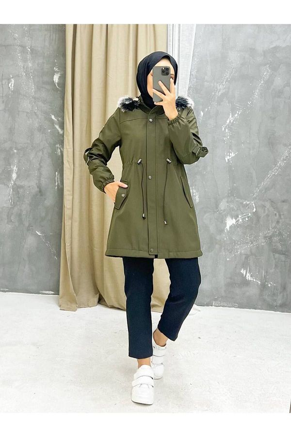 Marjinal City Women s Winter Coat Coat with Fur Inside and Waterproof Trendyol